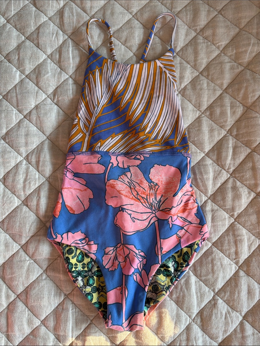 Maaji Reversible Kids One-Piece Swimsuit in Blue, Pink, Yellow